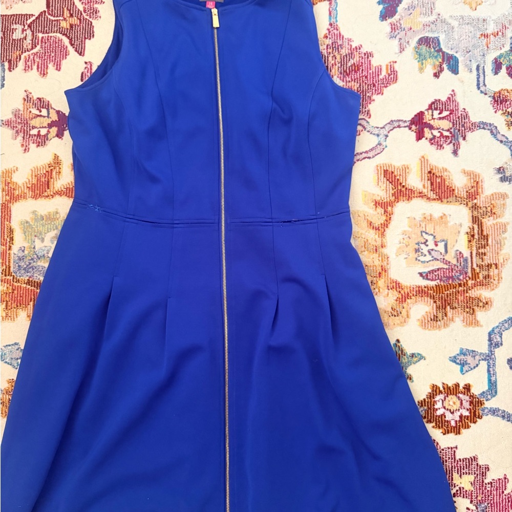 Vince Camuto Royal Blue Zip-Front Midi Dress